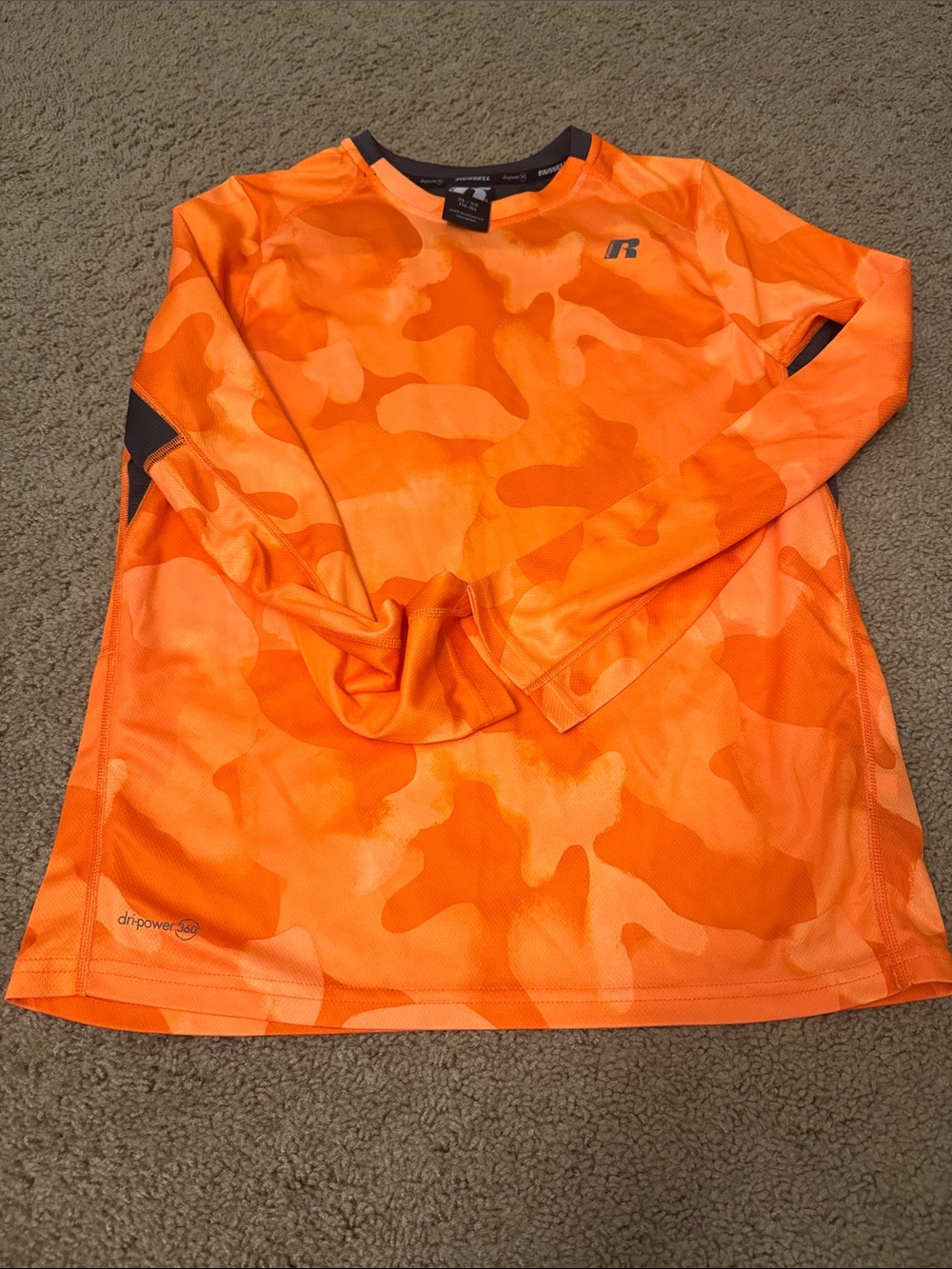 Russell Athletic Orange Camo Long Sleeve Top